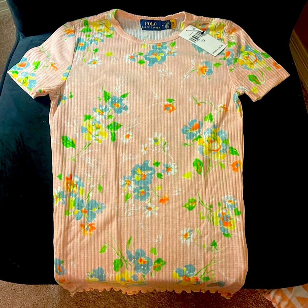 Polo Ralph Lauren floral Tee. Girl/woman Medium. Runs small